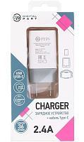 Digitalpart WC-321 2.4A USB + USB-C, белый фото 1