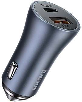 Baseus Golden Contactor Pro Car Charger Type-С + USB 40W (серый)