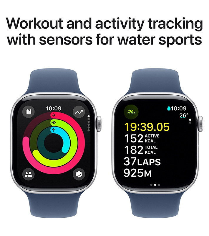 Apple Watch Series 10 46 мм (серебристый корпус, синий ремешок) фото 2
