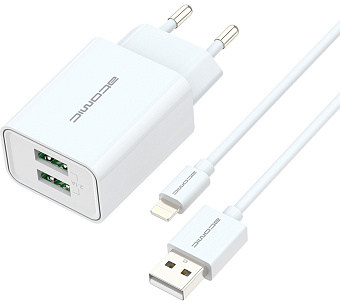Товар Atomic 2.1A U400 с кабелем Lightning (белый)